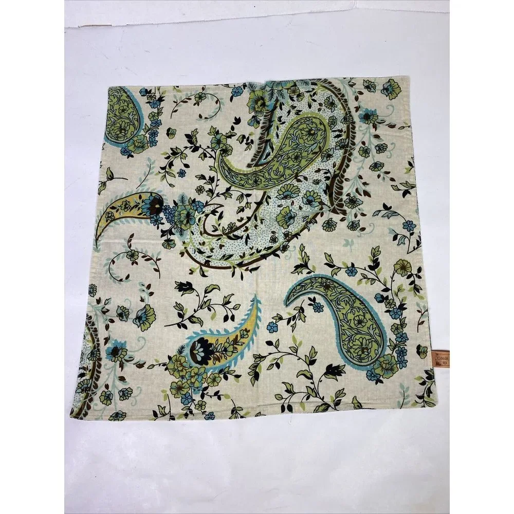 Great Finds Place Mats Good Friends 12 Placemats‎ White Green Paisley 17x16.5